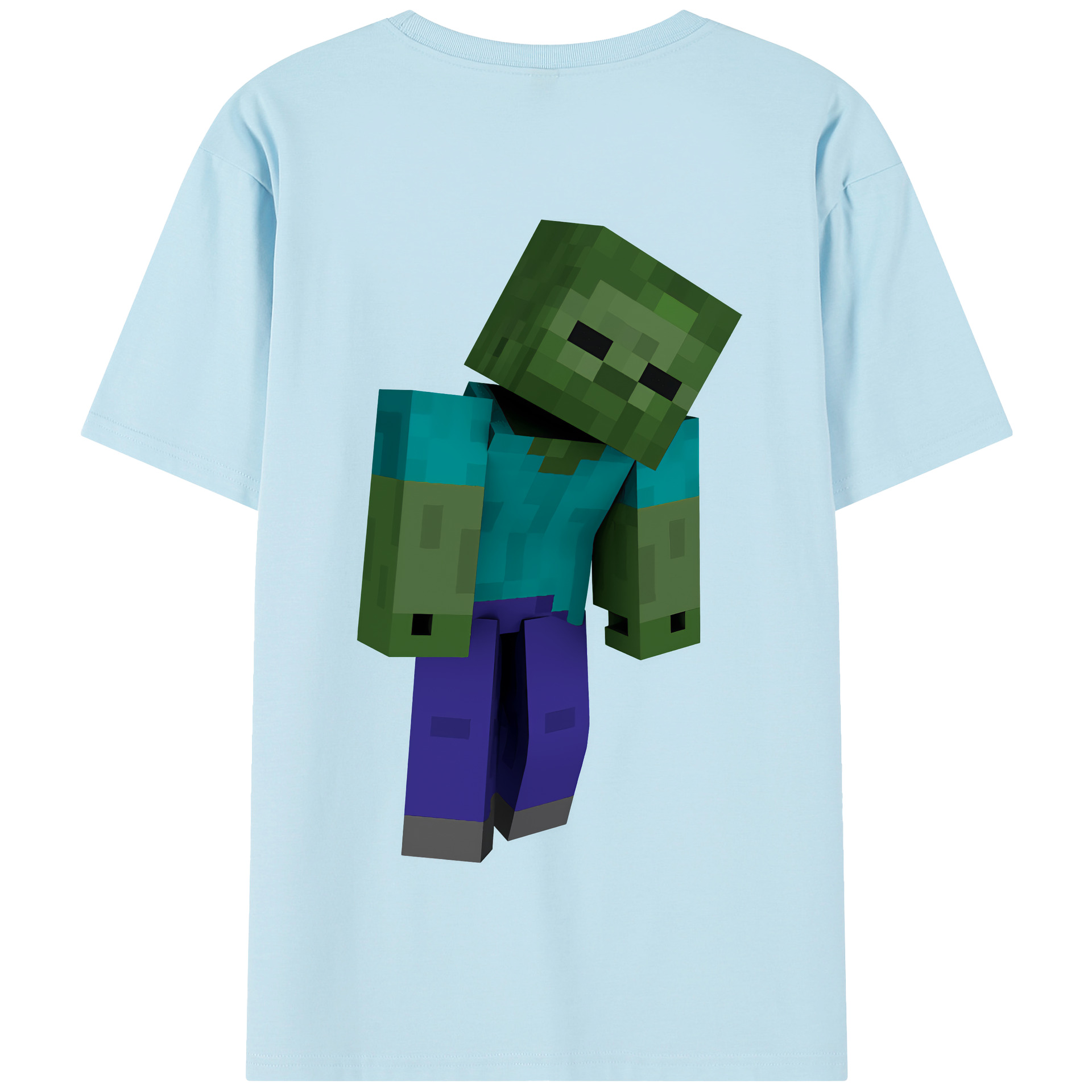 （画像用） マインクラフト ブロックの世界 Minecraft MC Block world 綿100％半袖Tシャツ（背面プリント）